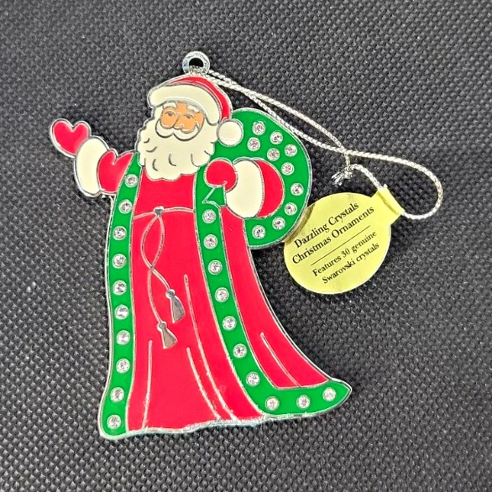 Danbury Mint Santa Christmas Ornament Made With Swarovski Crystals Dazzling